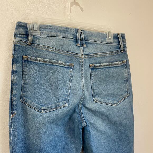 Good American Indigo Slit Knees High Rise Slim Straight Leg Jeans GCKSL67T SZ 29 - Picture 9 of 12